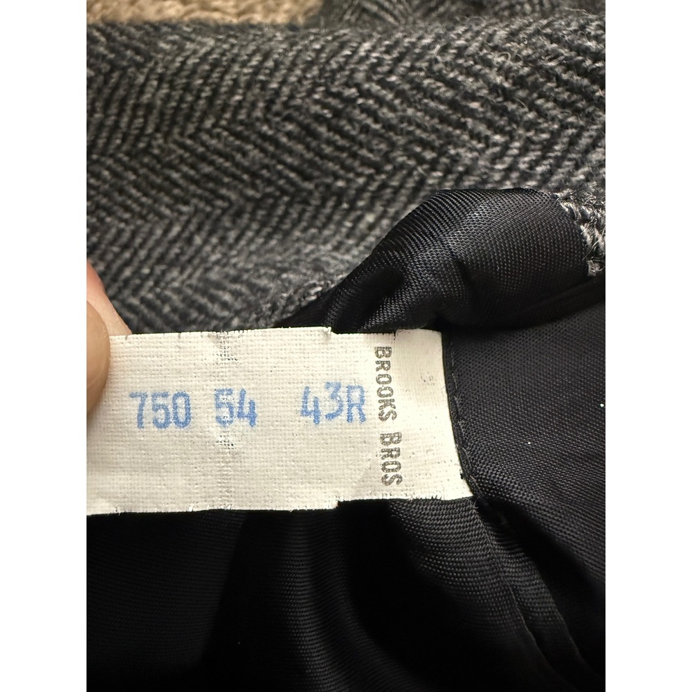 Brooks Brothers BrooksTweed Grey Herringbone Shetland Wool Blazer Sport Coat 43R - Picture 9 of 9